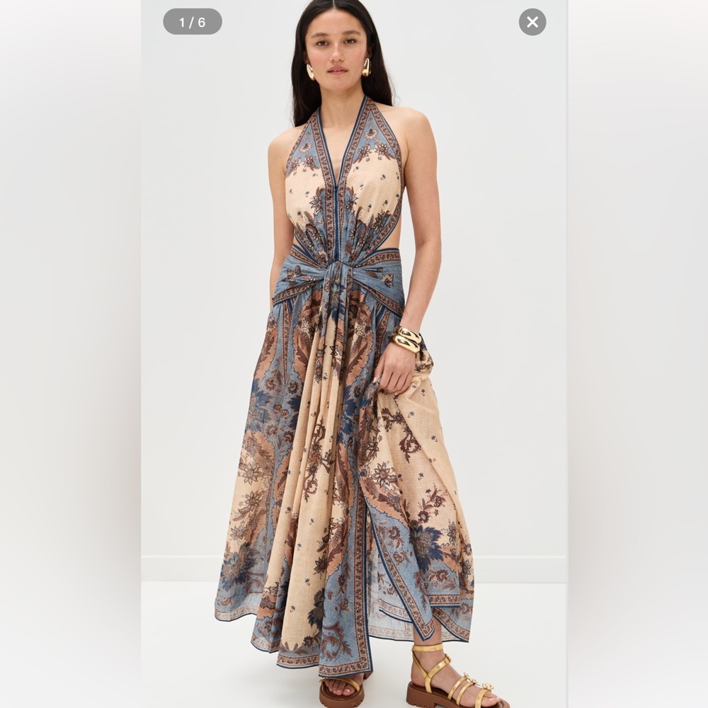 Zimmermann ascension plunge halter maxi dress
